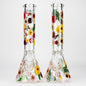 14" Flower and Butterfly Design 7mm Thick Heavy Duty Glass Beaker Bong