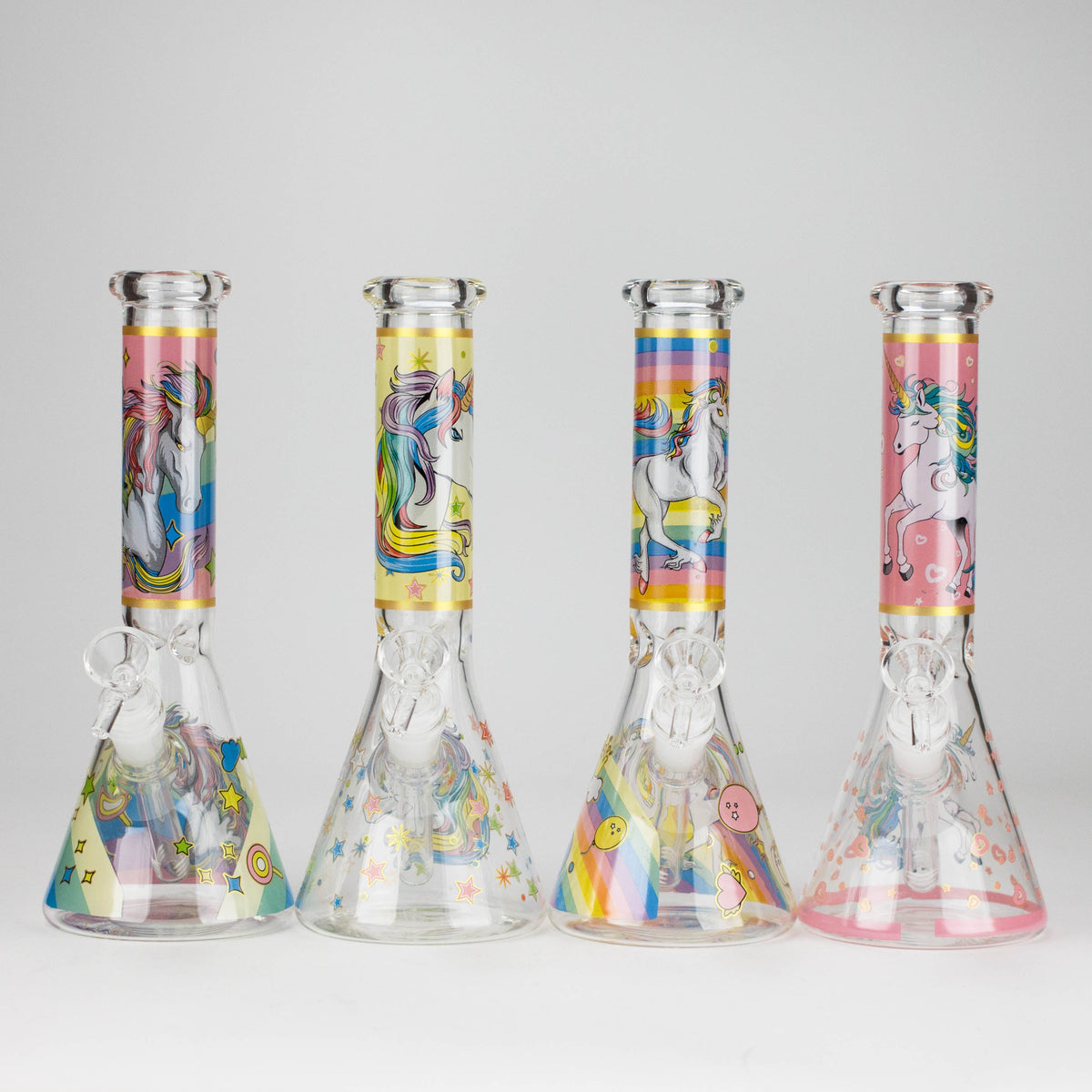 10" Unicorn Design Glass Beaker Bong