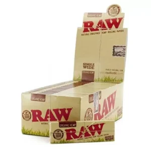 RAW Organic Hemp - Single Wide Rolling Papers - 25 Packs